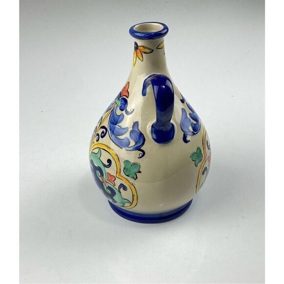 Aqua Jade Moroccan Water Pitcher Hand Painted Blue Green Orange Red Rare HTF DQ1 - Picture 6 of 10